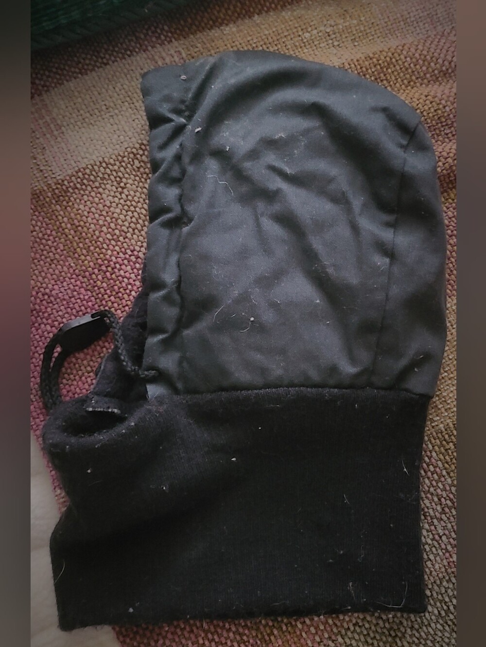 Vintage Men's Black Hooded Balaclava Hoodie Blizzard Proof Drawstring Accessory